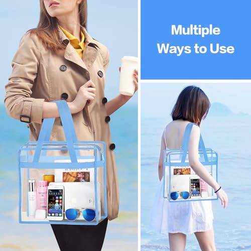 NATURAL STYLE 2 Pieces Clear Beach Tote Bags, Clear Travel Tote Bag, Stadium Approved Bag4