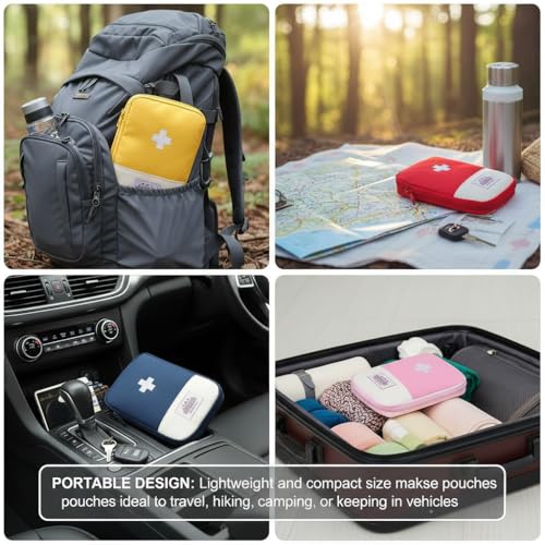 Image of 4 Pcs Travel First Aid Pouch,Empty Mini First Aid Pouch, Portable Outdoor First Aid Medical Rescue Bag Multi-Function Emergency Medicine Storage Organizer Bag Health and Household Supplies (Small)