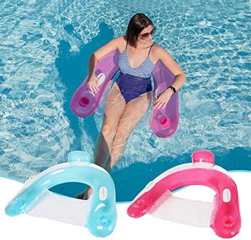 【2 Pack】 Inflatable Pool Floats Lounger,Water Leisure Inflatable Floating Chair with Pool Floating Tube Armchair and Cup Holder - Backrest Pool Toys Party Floating Chair,for Swimming Pool Adult Party