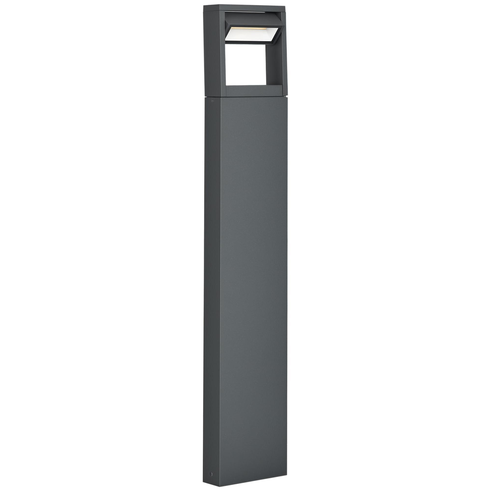 Outsunny Gartenlampe Pollerleuchte 90 cm hoch, LED Gartenleuchte, Wegleuchte mit Warmweißem Licht, Verstellbarem Neigungswinkel, für Außen, IP65 Wasserdicht, Alu, 16 x 5 x 90 cm, Dunkelgrau