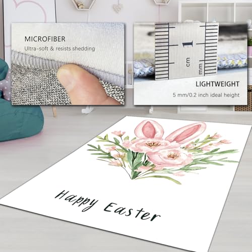 Descente lit design mignon et simple avec fleurs et oreilles de lapin