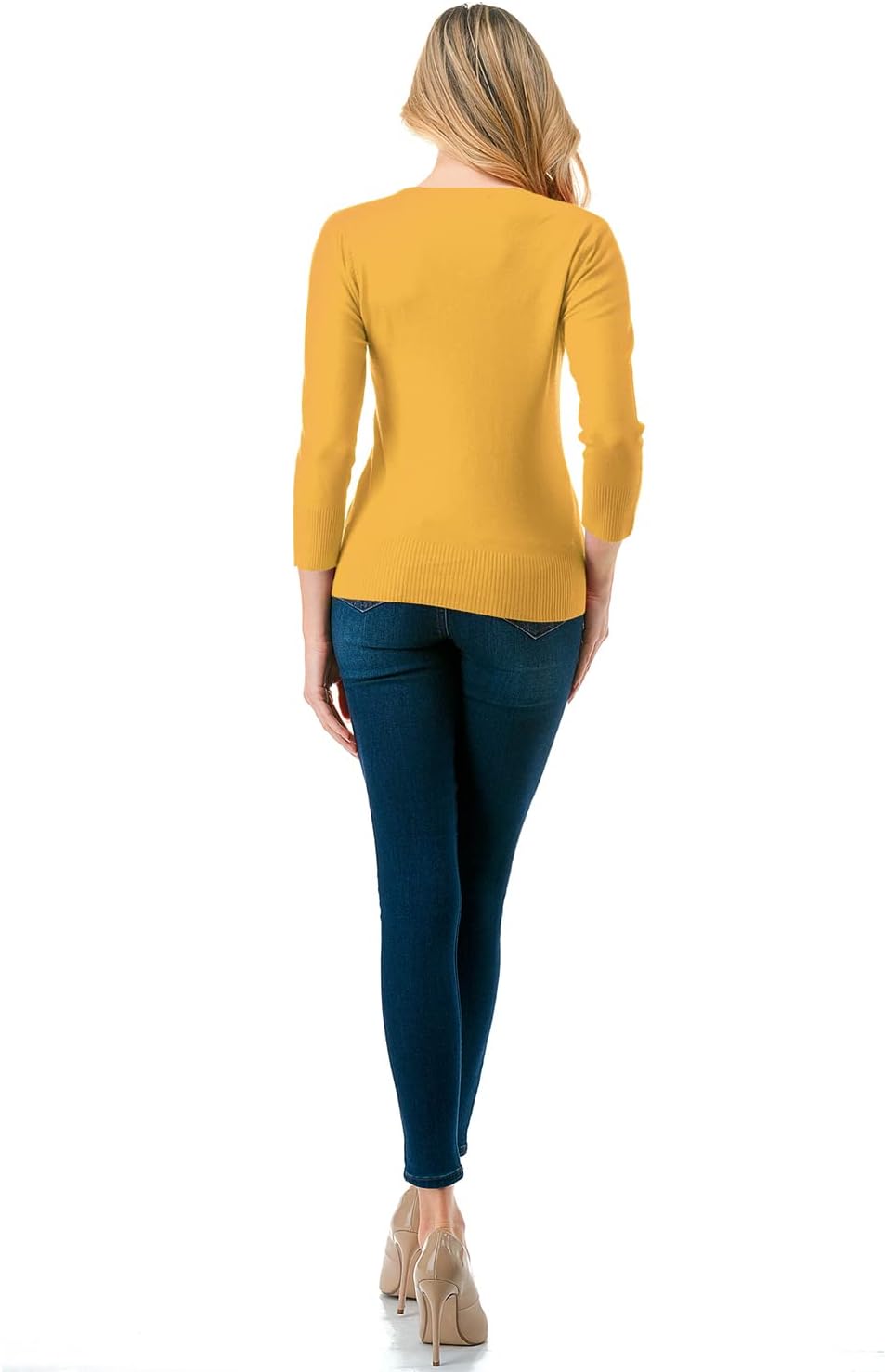 Women's 3/4 Sleeve V-Neck Button Down Knit Sweater Soft Cardigan (S-XXL) - Image 7