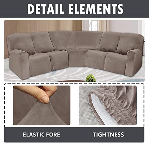 Topchances 5 Seater Recliner Cover,7 Pieces Recliner Sofa Covers Velvet Stretch Reclining Sectional Couch Covers For 5 Cushion Sofa Slipcovers Reclining L Shape Sofa Anti Slip Furniture Protector #TOP3