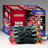 GLOWNOVA Green Wire,Multicolor,Incandescent Bulb 100 Mini String Lights for Indoor Christmas Tree Garland Birthday Wedding Party Festival Decoration