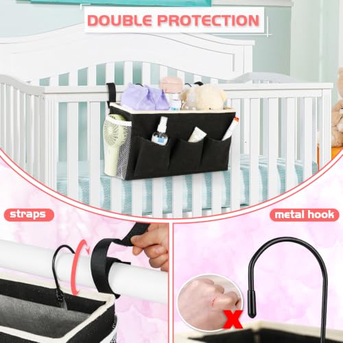 Image of Loghot Bedside Caddy /Bedside Storage Bag Hanging Organizer for Bunk and Hospital Beds,Dorm Rooms Bed Rails,Can be Placed Glasses,Books,Mobile Phones,Keys (New Black)