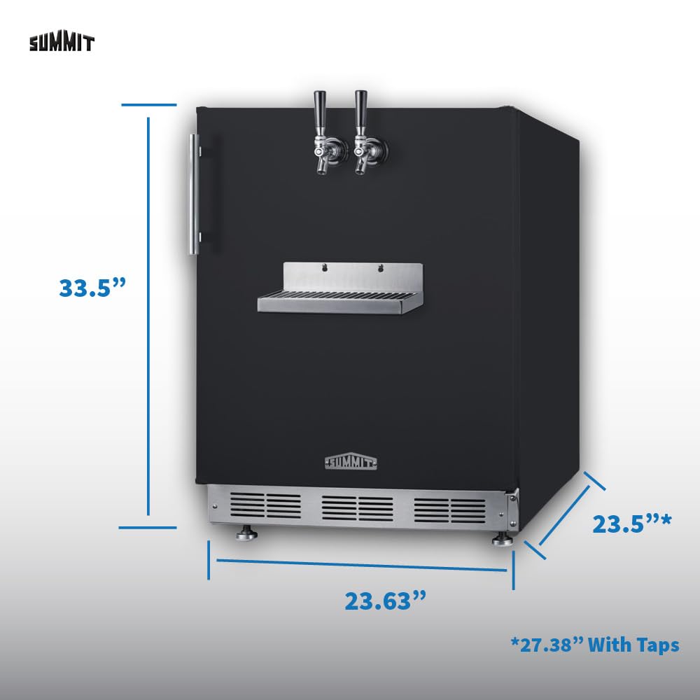 Summit 24" Undercounter Kegerator, Dual Front Beer Tap, No Drill Beer Dispenser, Black - SBC58BFRTP