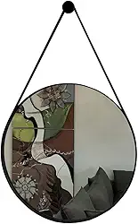 Espelho Redondo Adnet Decorativo Com Alça 40cm Completo Cor:Preto