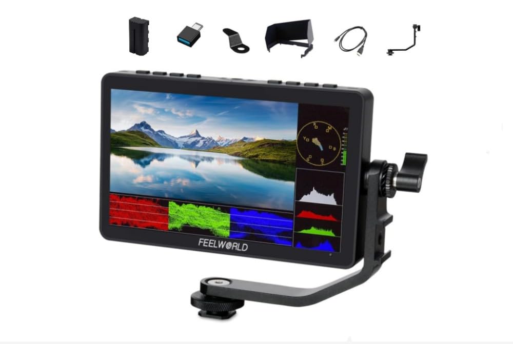 FEELWORLD F5 Prox 5,5-calowy 1600nit ekran dotykowy o wysokiej jasności 4K HDMI monitor polowy do aparatu DSLR z instalacją F970, 3D LUT i zestawem zasilającym 245g profesjonalny lekki monitor