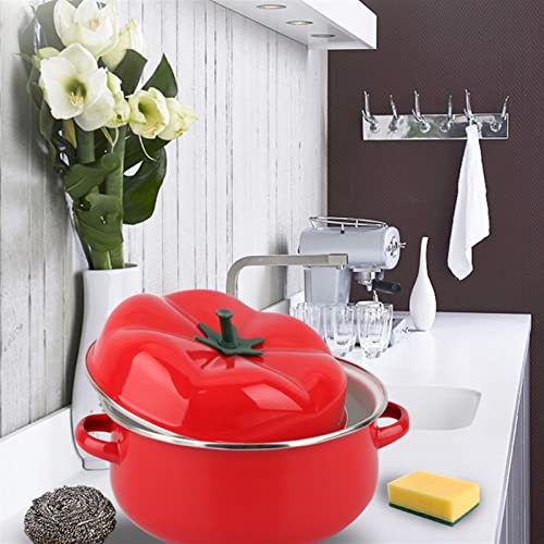 Frying Pan, Braising Pans 1.7L Porcelain Enameled Saucepan Red Tomato Pot for Cooking Noodles Applicable Induction Cooker Soup Pot Kitchenware Casserole Dish (Capacity : 1.7L)(1.7L) - Image 4