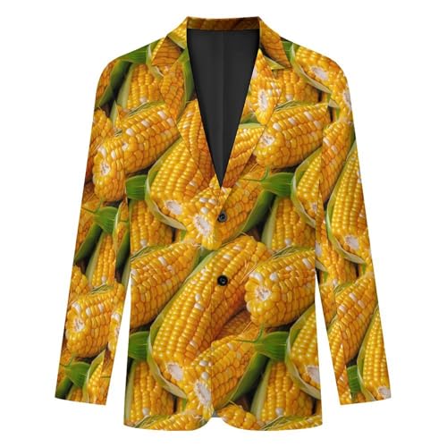 Corn Food Printed Men's Classic Fit Suits Funny Casual Stylish Two Button Blazer4