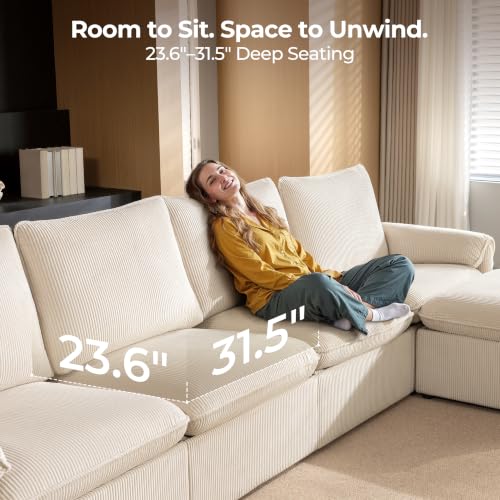 Image of CHIC HOUSE 117 inch 6-Seat Modular Power Reclining Sectional Couch, Beige