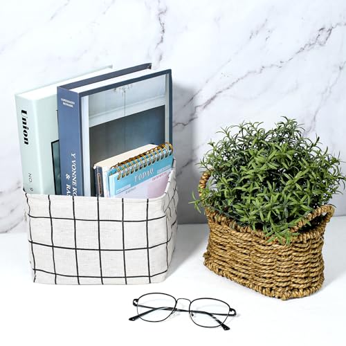 Sliverdew 3 Stück Stoff Aufbewahrungsbox mit Griffen 20x16x14 cm kleine Speicher Organizer Aufbewahrungskorb Wasserdicht Faltbar Ablagekörbe für Drawer Kosmetik Bad