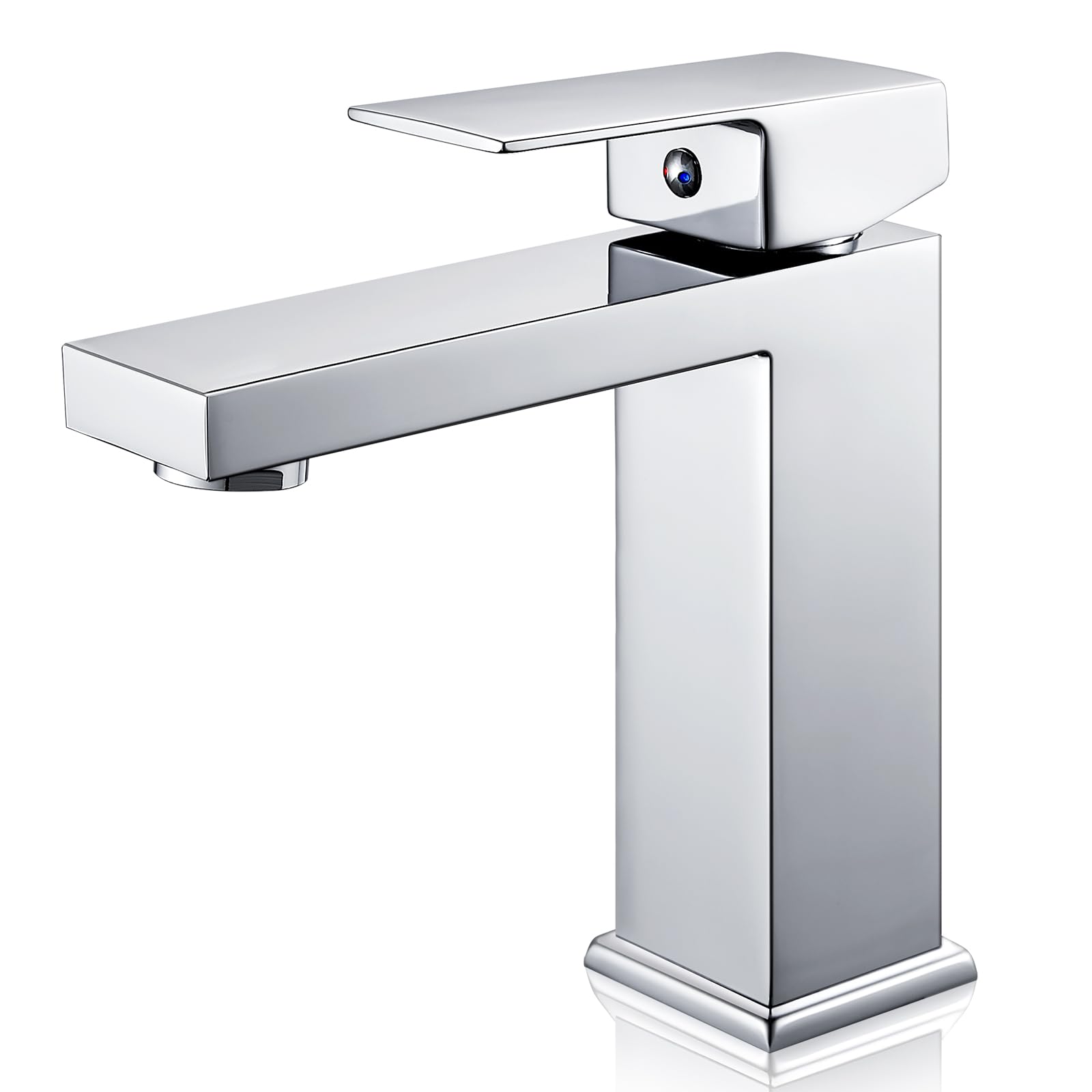 Rubinetto per Bagno, Miscelatore Monocomando per Lavabo, Rubinetto a Cascata con Altezza del Beccuccio di 115 mm, Moderna Rubinetteria per Lavabo Cromata, G3/8