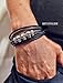 BIYONGDE Multi-strand Black braided Leather Bangle Bracelet, Mens Stainless Steel Three Skull ID Identification, Gothic