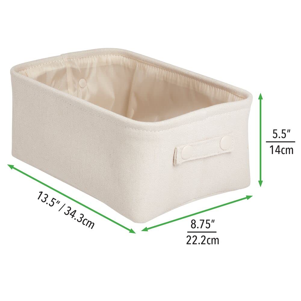 mDesign panier rangement tissu avec revêtement interne et design structuré (lot de 2) – rangement maquillage idéal – boite de rangement pratique en coton avec poignée – beige