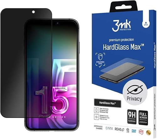 Écran en verre trempé privatisé 9H pour iPhone 15 Plus - 3MK HardGlass Max Priva