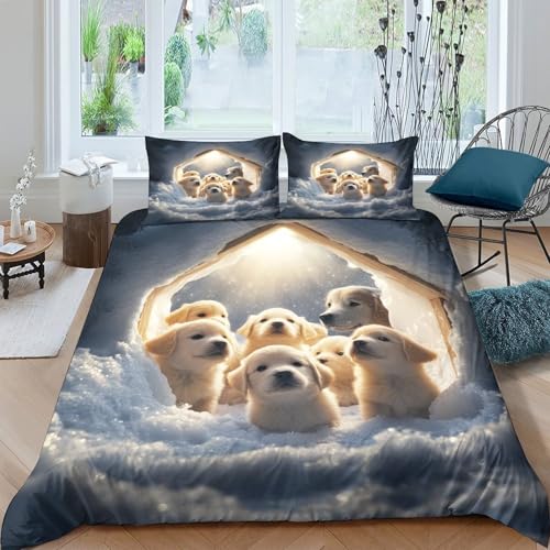 Housse de Couette Chiots Mignons 3D Imprimé en Microfibre Durable et Haute Définition - 4