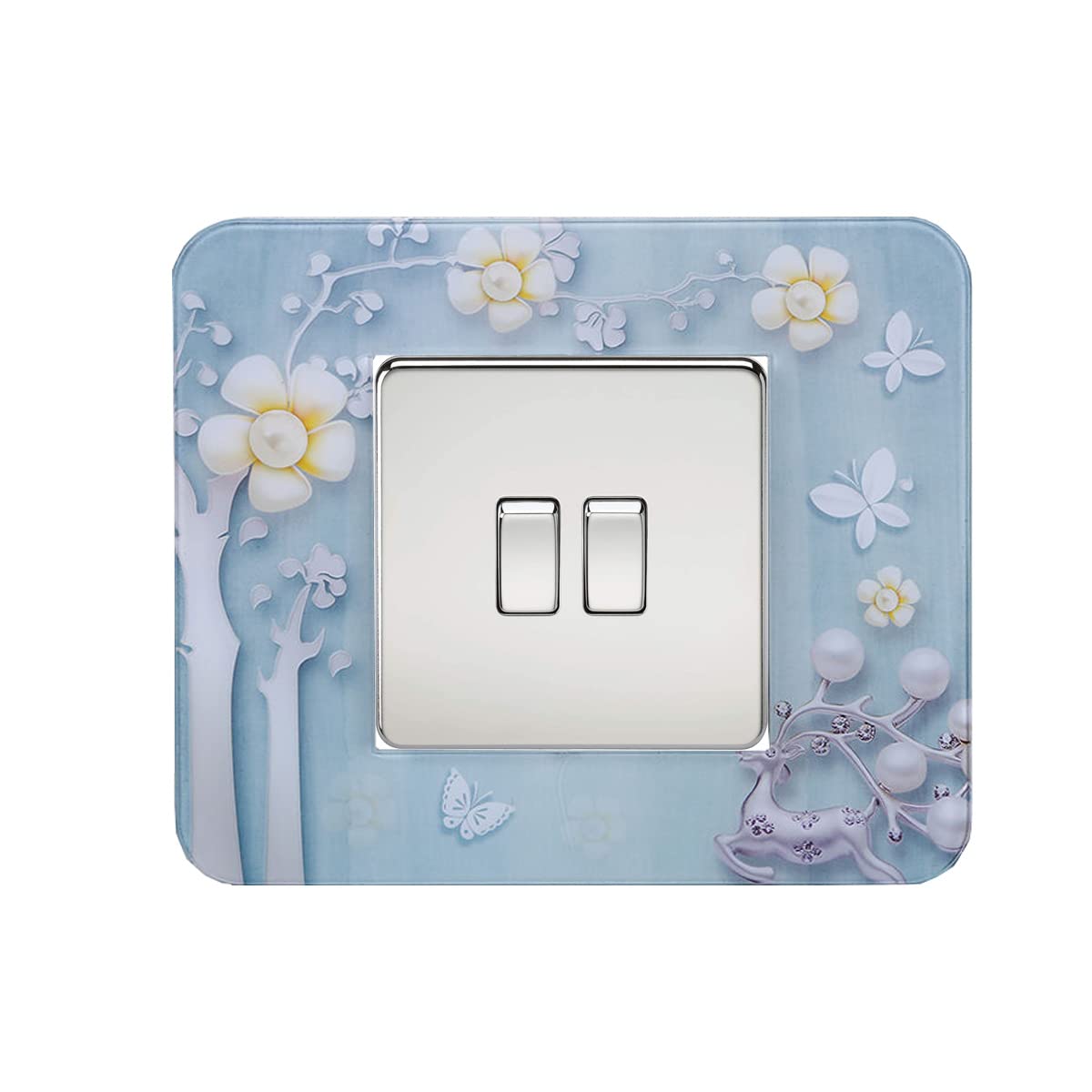 3 Pack Acrylic Light Switch Surround, Light Socket Surround, Blue Reindeer Deer Light Switch Sticker Finger Plate