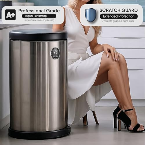 Trash-Recycle-and-Compost-Magnets-for-Kitchen-Cans-and-Recycling-Bins-Dual-Trash-and-Recycle-Magnet-for-Garbage-Cans-6-Silver-Round-Magnetic-Sticker-275-x-275-Inch-Home-Outdoor-Waste-Bin