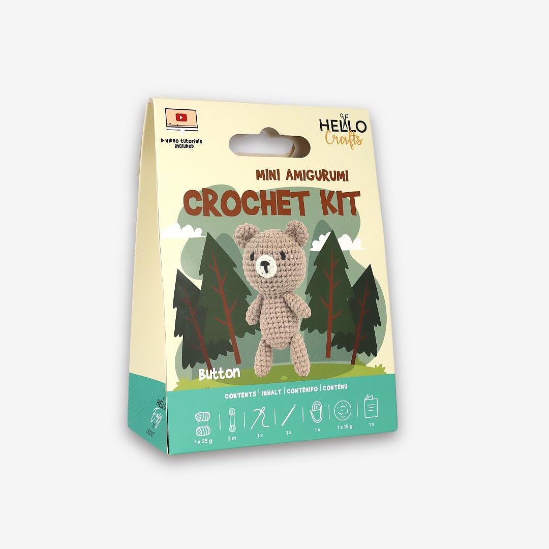 Knitty Critters - Mini Amigurumi - Button Bear | DIY Crochet Kit