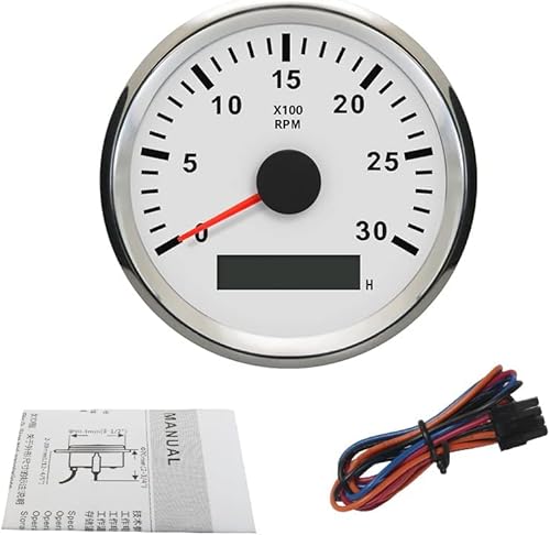 Miniatura 5 de ELING Tacómetro medidor de RPM con medidor de horas para coche, camión, barco, yate, 0-3000 rpm, 3.346 in con retroiluminación