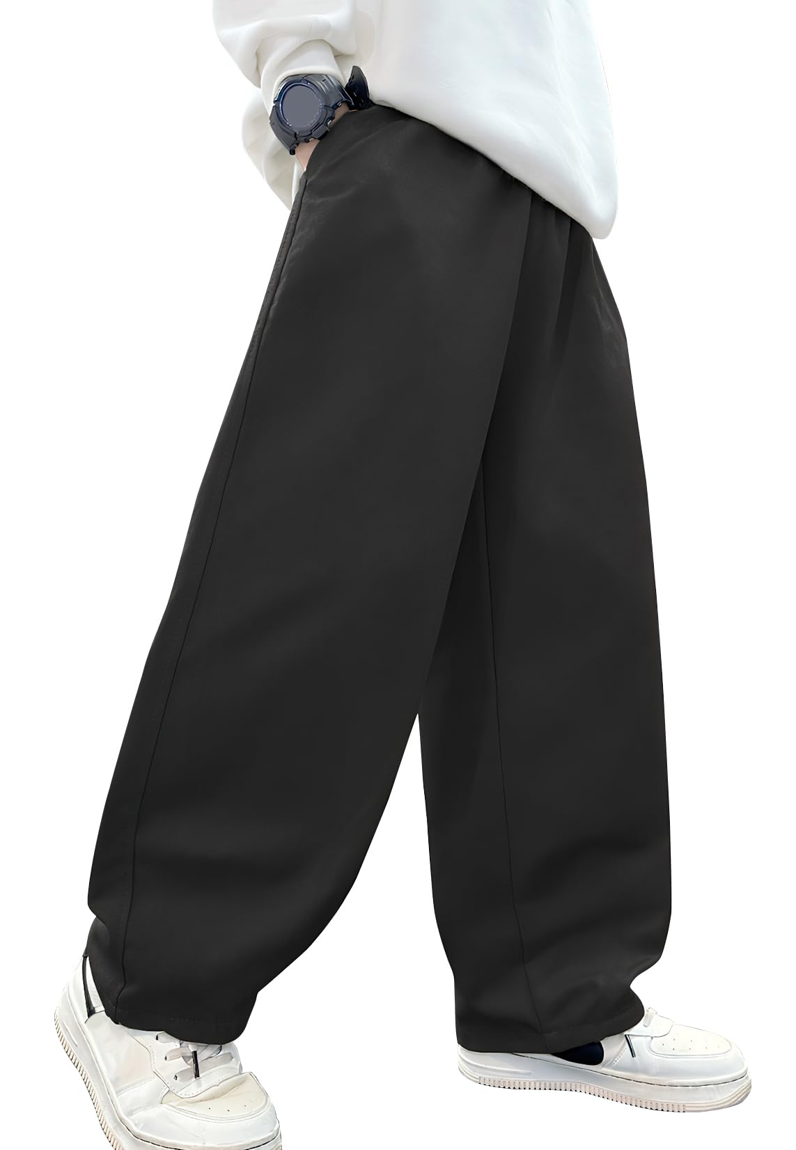 Happy Cherry Pantaloni cargo Baggy Ragazzi Adolescenti Pantaloni lunghi Cotone Elastico Vita Bambini Pantaloni Casual Streetwear Gamba larga con Grandi Tasche per tutto l'anno 5-14 anni