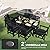 SUUNYN HDPE Outdoor Dining Set, Patio Table and Chairs Set, All-Weather 7-Piece Outside Table and 6 Chairs, 2" Umbrella Hole, Outdoor Furniture for Garden, Poolside, Backyard, Deck | Black