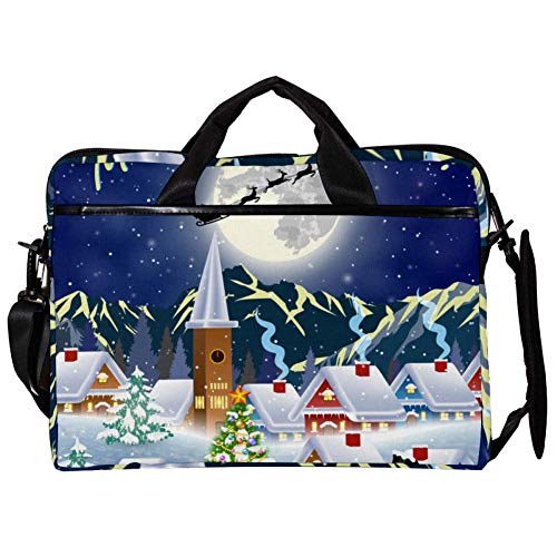 Funda mensajero para portátil de 14 a 15.4 pulgadas con diseño de casas de nieve