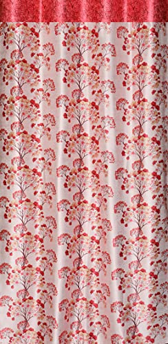 Image of Floral Print Semi-Sheer Curtains for Window 5 Feet, Pack of 2, Maroon