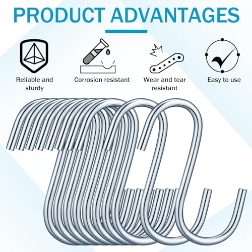 Image of Yaocom 50 Pcs Bungee Cord S Hooks Bulk Rust Resistant Steel Tarp Strap Bungee Cords Heavy Duty Metal S Hooks for Elastic Rope Nylon Fiber and Natural Rubber