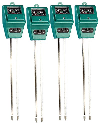 Royal Gardineer Feuchtigkeitsmesser Erde: 4er-Set 3in1 Kombi-Bodenmessgerät für Pflanzenerde (Pflanzenfeuchtigkeitsmesser)