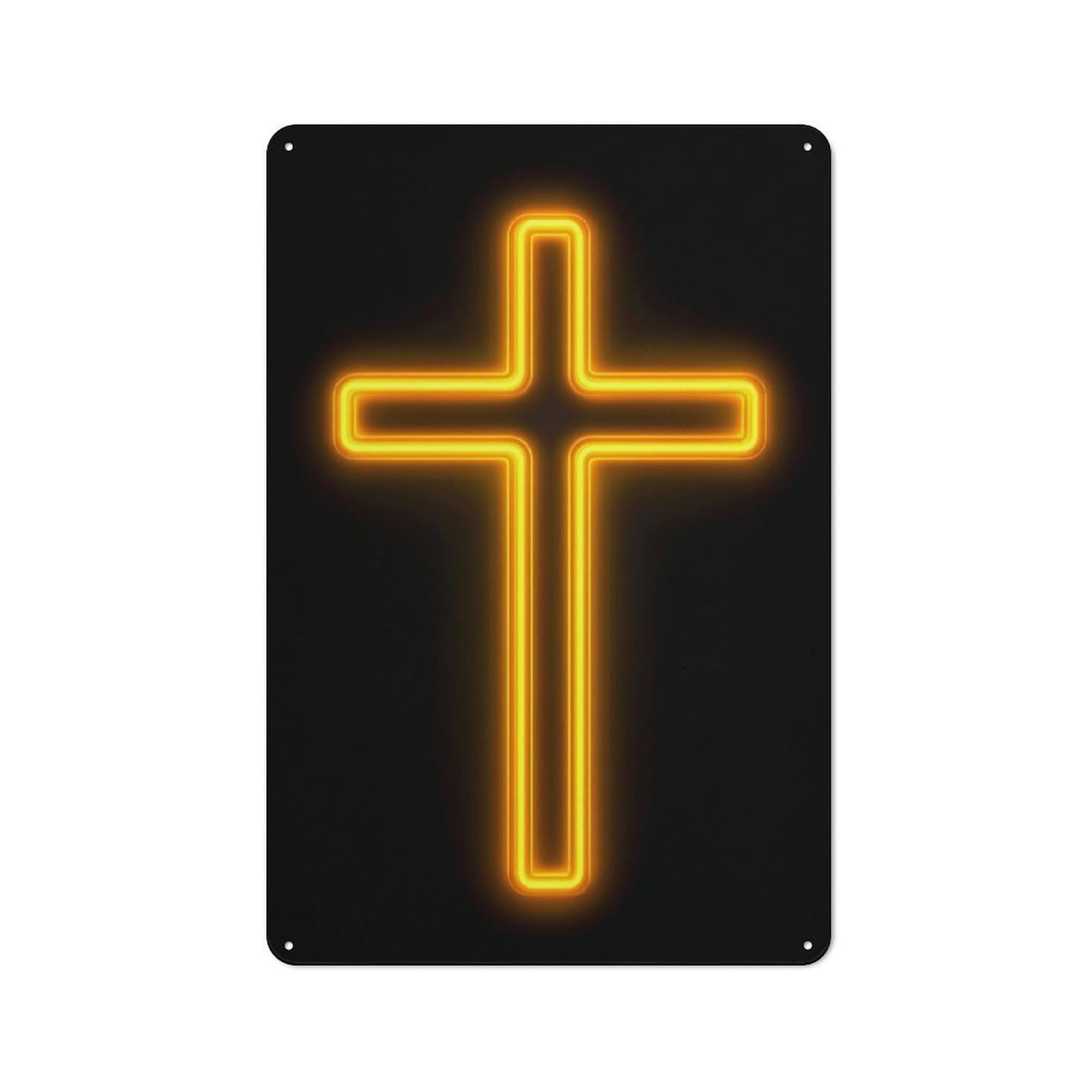 Nostalgic Decorative Tin Plaque 30x20cm Featuring Neon Cross, Classic Pub Decor for Cafe, Pub, Workshop Or Home Bar