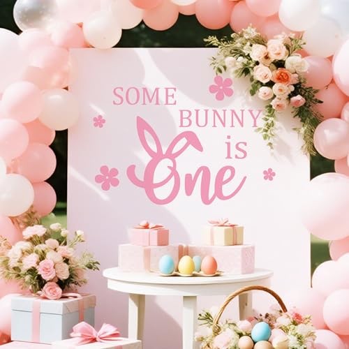 Adorno adhesivo pared Some Bunny is One color rosa miniatura 5