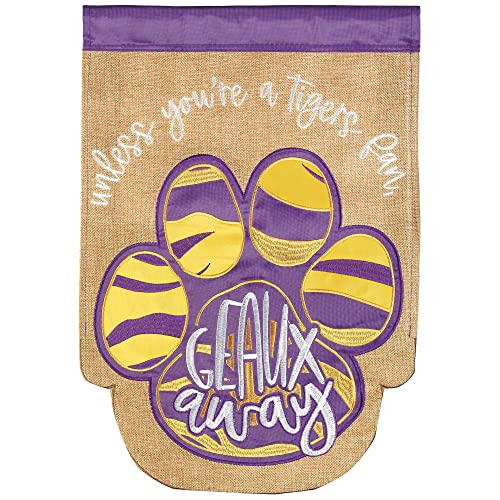 Magnolia Garden Geaux Away LSU Tigers Purple 13 x 18 Polyester Outdoor Hanging Garden Flag