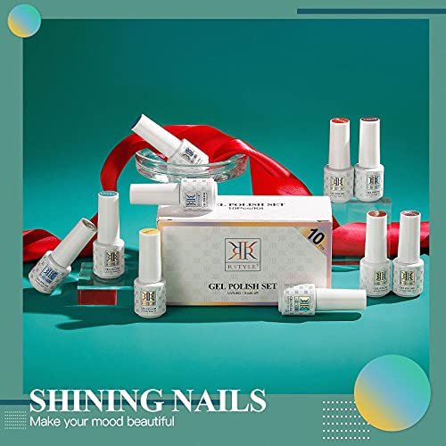 RSTYLE UV Gel Nagellack, 10 PCS Grün Rot Lila Shellac Nagellack LED Gellack Farben Set 5ml Soak Off Nägel Farbgel Kit – Bild 4