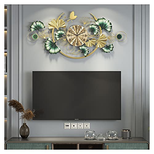 Horloge murale quartz silencieuse ginkgo 3D en métal pour un sommeil paisible