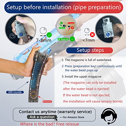 Electric Splatter Gel Ball Blaster Orby Soft Bullet Gun Toy Orbi Water Foam Pellet Bead Ball Gun Automatic Gun Drum Mag,Splatterball Backyard Game For Kid Boy Adultt(Sky-Blue) #TOP4