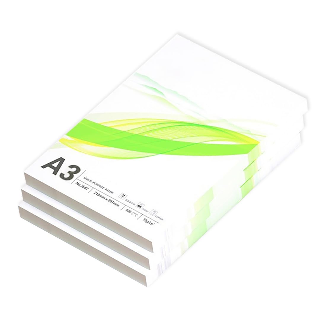 Druckerpapierpapierpapier Office Paper-100-Blätter Pro Packung, 95 Helligkeit Für Knackige Druck-, Laser- Und Inkjet,A3-70GSM,3 Pack (100 Blätter/Pack)