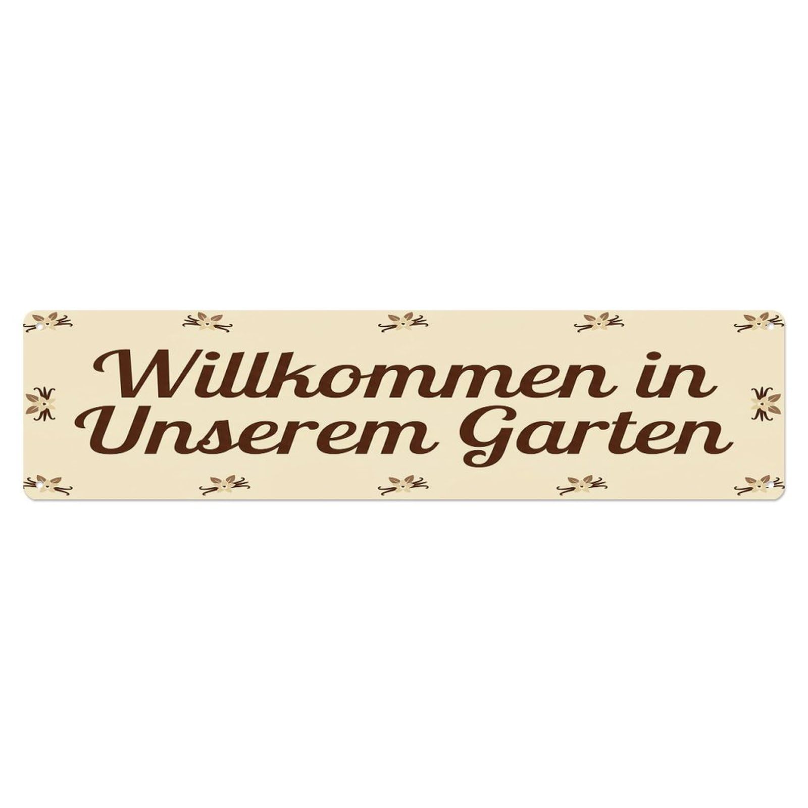 Vintage Welcome to Our Garden Vanilla Cream Metal Tin Sign