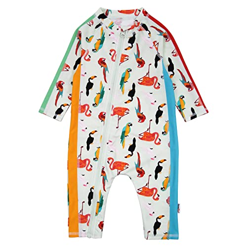 Swimzip Girls Long Sleeve Sunsuit Romper Upf 50+ Protection - Tropical Birds 2T #TOP7