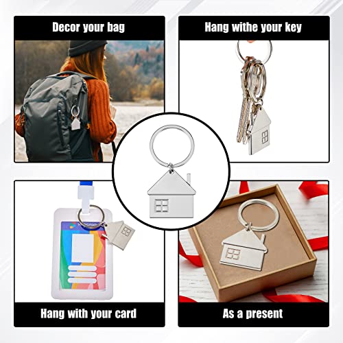 Image of House Key Chain House Shaped Pendant Keychains Home Keychain Set Cute Home with Window Key Charm Metal Keyring Gift