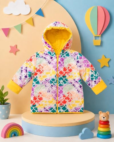 Image of Appukids Full Sleeves Animals Printed Reversible Jacket for Baby Boys Girls Cotton 2 In 1 winter Jacket