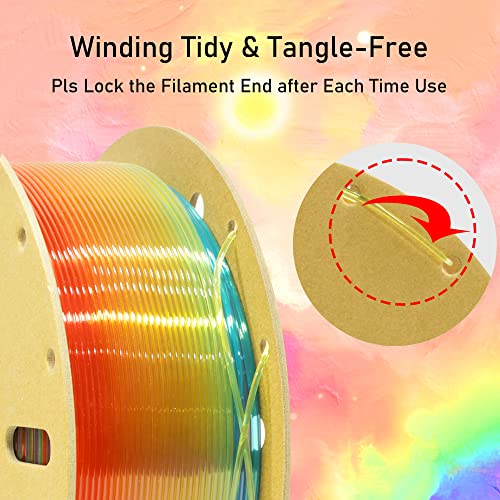 Image of MIKA3D Clear Rainbow Fast Color Change Multi Colored PLA 3D Printing Filament, Widely Fit for 3D Printer, 1.75mm Color Change Gradually Random Quickly PLA, 1KG 2.2LBS Transparent Multicolor