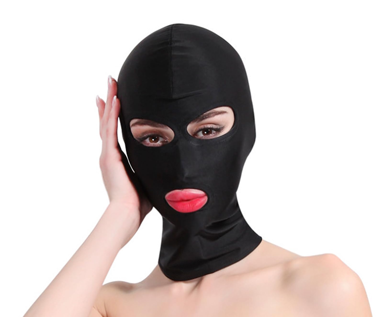 3 Hole Balaclava Face Mask Black Elastic Full Face Cover Halloween Cosplay Costume Masquerade Mask Hollow Out Headwear