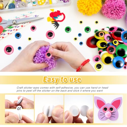 TOAOB 100 x Colourful Round Plastic Moving Eyes Stickers 6 mm to 35 mm for Scrapbooking Craft Accessories DIY Craft Dolls Decorations - Image 4