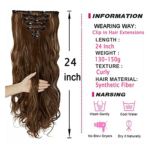 Image of Women Hair Extension Long Curly Brown 18 To 20 Inches Hairpiece With 5 BB Clip /Hair Extension for Women Party /Halloween /Christmas