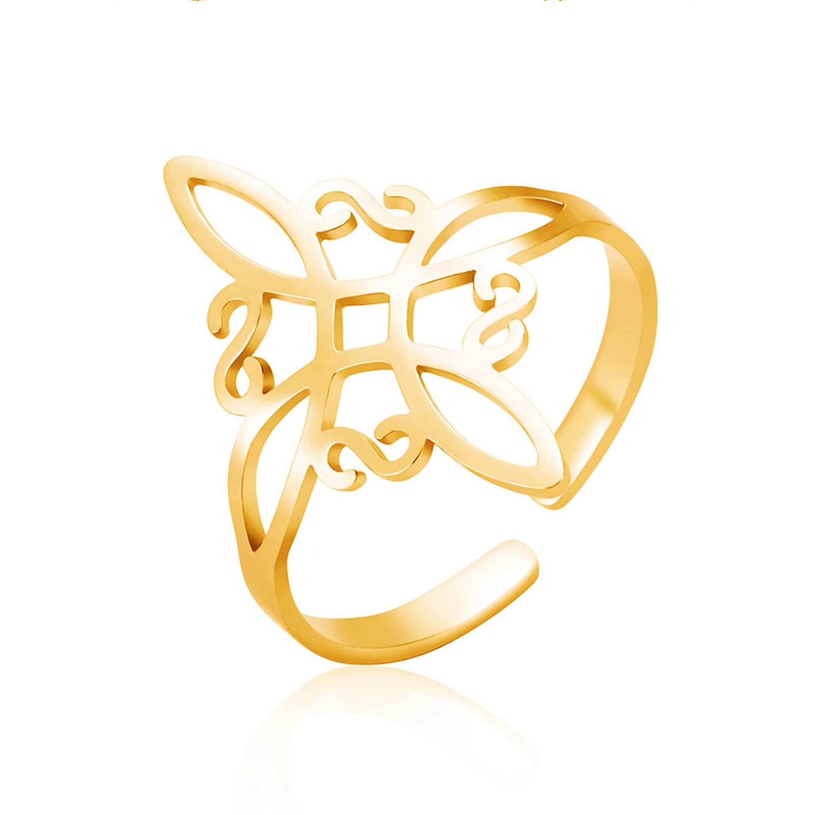 GenericAnillo de nudo de bruja de acero inoxidable, anillos de nudo de bruja de acero inoxidable, anillos de nudo de brujería, regalo para mujer, colgante geométrico de nudo celta, joyería vintage