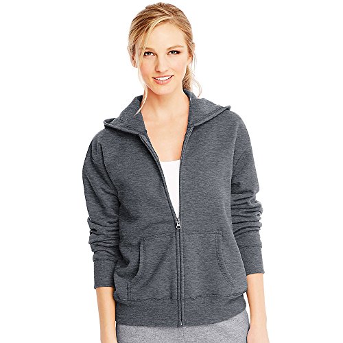 Hanes Women s Full-Zip Hooded Jacket, Slate Heather, Large