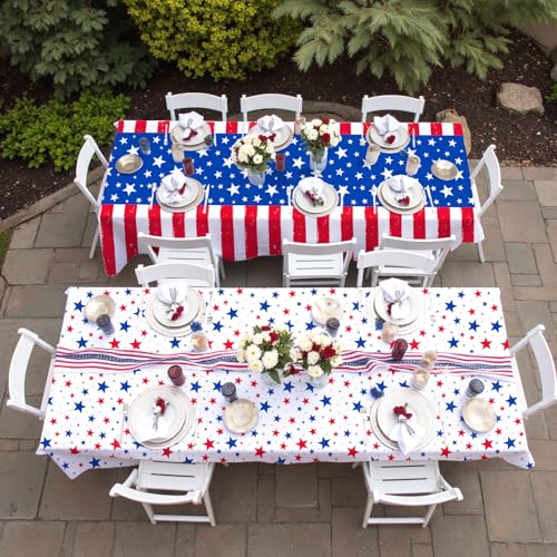 Image of Gatherfun 4th of July Party Supplies Set- American Flag Patriotic Theme Kit for Independence & Election Day Decorations, Disposable Plastic Tablecloth - for Patriotic & 4th of July Decorations,2PCS