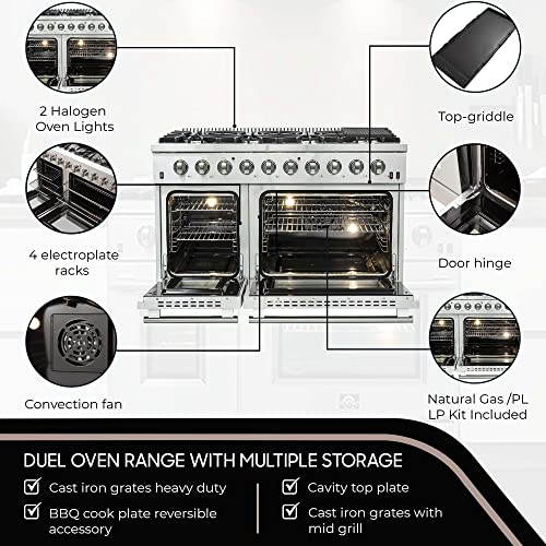 Forno FFSGS6244-48 Galiano 48 Inch Inch All Gas Double Oven Freestanding Gas Range thumb #4